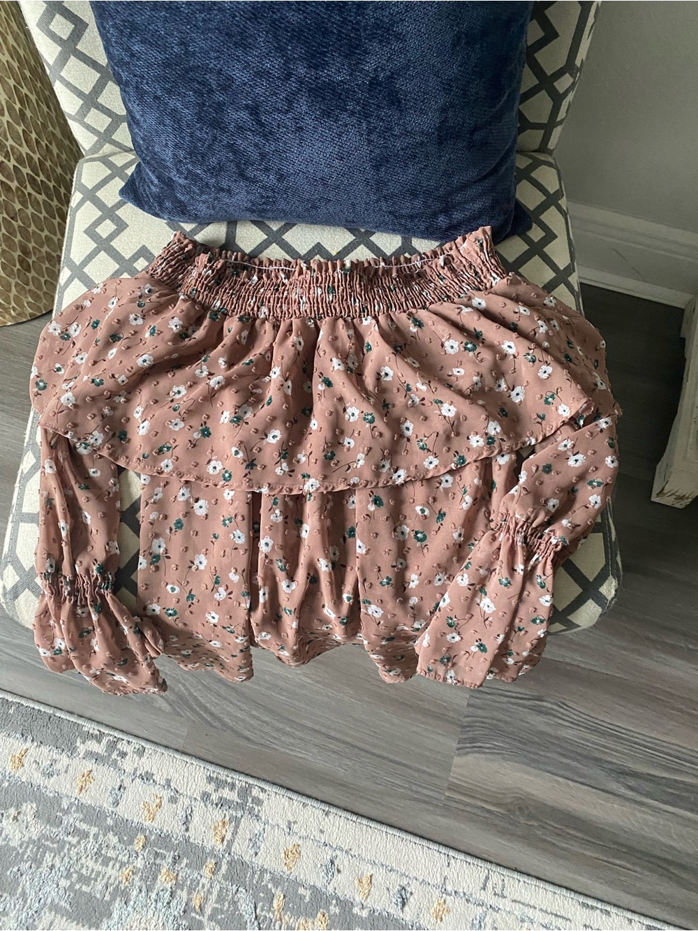 Floral print off the shoulder top